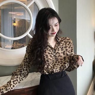 Leopard Pattern Blouse Leopard - One Size