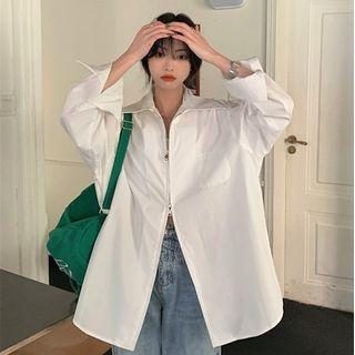 Plain Zipper Blouse