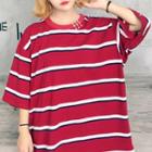 Short-sleeve Striped Loose-fit T-shirt