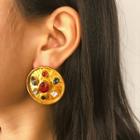 Rhinestone Stud Earring 1336 - Gold - One Size