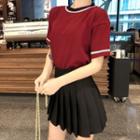 Set: Short-sleeve T-shirt + Mini Pleated Skirt