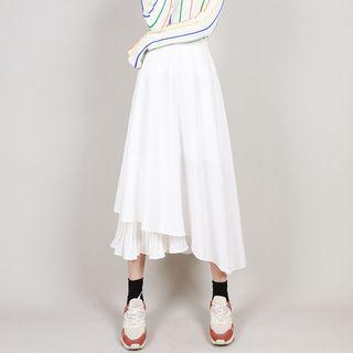 Irregular Midi A-line Chiffon Skirt White - One Size