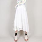 Irregular Midi A-line Chiffon Skirt White - One Size