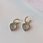 Rhinestone Heart Stud Earring 1 Pair - Ndyz293 - Gold - One Size