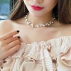 Faux Pearl Layered Choker Gold - One Size