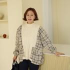 Check-panel Cable-knit Top