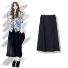 Midi A-line Denim Skirt Dark Blue - One Size