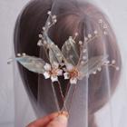 Bridal Rhinestone Flower Hair Pin 1 Pc - Light Green - One Size