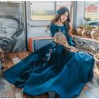 Long-sleeve Butterfly A-line Midi Dress