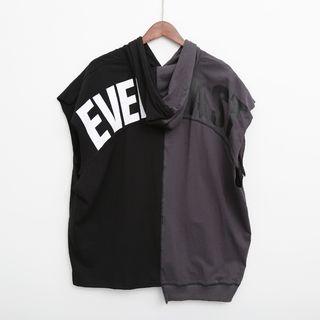 Sleeveless Hooded Color-block Top