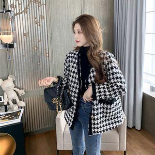 Houndstooth Tweed Button Jacket