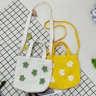 Embellished Canvas Zip Tote Bag