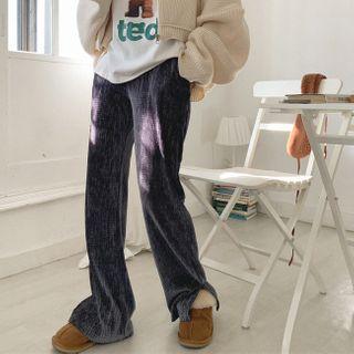 Band-waist Textured Velvet Pants