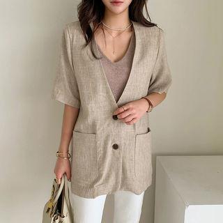 Lapelless Line Blend Blazer