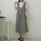 Frilled Gingham Maxi Overall Dress