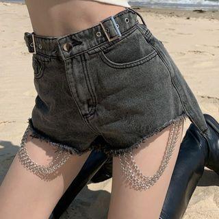 Buckled Chained Denim Shorts