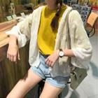 3/4 Sleeve Chiffon Open-front Light Jacket White - One Size
