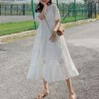 Set: Slipdress + Lace Short-sleeve Midi A-line Dress