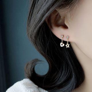 Asymmetrical Rhinestone Sterling Silver Drop Earring