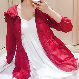 Ruffle Trim Light Jacket / Strappy A-line Dress