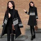 Patterned Panel Buttoned Long Coat