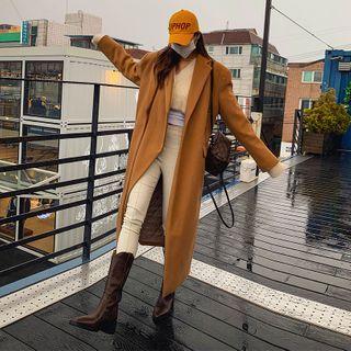 Notch-lapel Layered-panel Long Coat