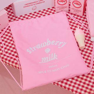 Strawberry Milk Lettering Drawstring Backpack
