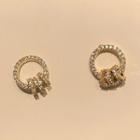 Interlocking Hoop Rhinestone Earring 1 Pair - Gold - One Size