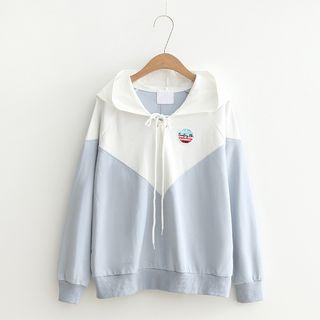 Batch Embroidered Color Panel Hooded Jacket