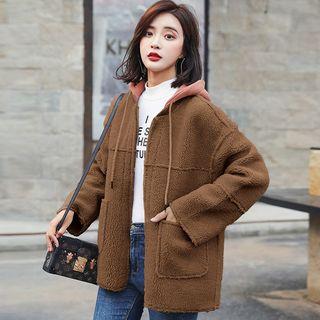 Faux Shearling Zip Hooded Jacket
