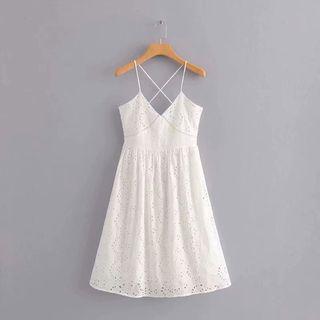 Spaghetti Strap Perforated Dress