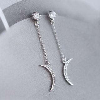 Cz Sterling Silver Moon Drop Earrings