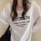 Lettering Slit Long-sleeve T-shirt