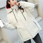 Hooded Letter Embroidered Padded Coat