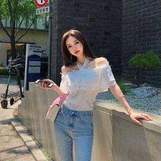 Halter Ruffle-layered Top