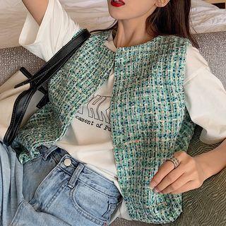 Sleeveless Tweed Vest / High-waist Tweed Shorts