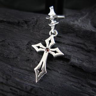 Hand Made Cross Garnet Single Earring