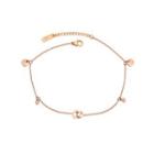 Simple And Fashion Plated Rose Gold Roman Numerals Double Ring 316l Stainless Steel Anklet Rose Gold - One Size
