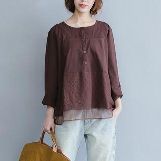 Half-placket Long-sleeve Top