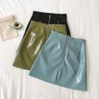 Faux-leather Patent Mini Pencil Skirt