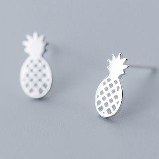 925 Sterling Silver Pineapple Stud Earring Silver - One Size