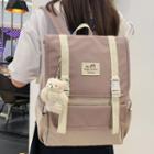 Two-tone Snap Buckle Nylon Backpack