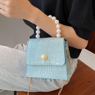 Faux Pearl Mini Flap Chain Crossbody Bag