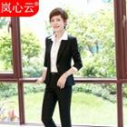 Plain Long-sleeve Shirt / Set: Plain Blazer + Dress Pants / + Long-sleeve Shirt