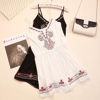 Embroidered Strappy Playsuit