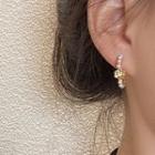 Flower Faux Pearl Alloy Open Hoop Earring 1 Pair - Gold - One Size