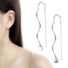Non-matching Alloy Star Swirl Dangle Earring 1 Pair - Silver - One Size