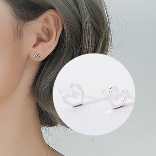 925 Sterling Silver Hollow Heart Stud Earring