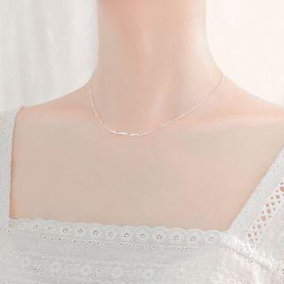 925 Sterling Silver Twisted Bar Necklace Silver - One Size