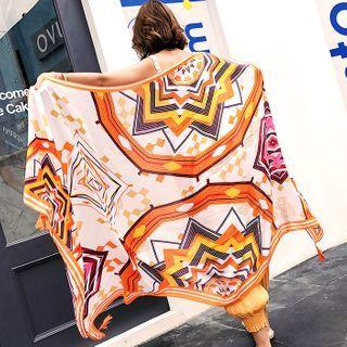 Patterned Scarf Orange & Beige - One Size